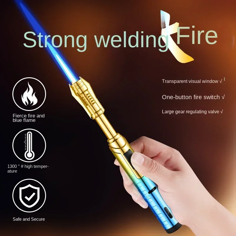 2024 New Unusual  Butane Gas Lighter 360° Use Metal Outdoor Windproof Turbine Torch Jet Lighter Gun BBQ Welding Cigar Tool