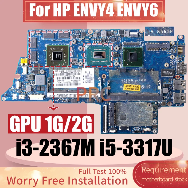 LA-8661P For HP ENVY4 ENVY6 Laptop Motherboard i3-2367M i5-3317U 686090-001 693234-001 216-0833000 1G 2G Notebook Mainboard