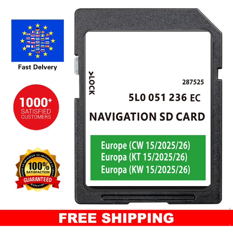 Pour Skoda Amundsen Octavia Superb Fabia Rapid véhicule Sat Nav 32GB carte SD Europe royaume-uni cartes 2025-2026 5L0051236EC Navigation