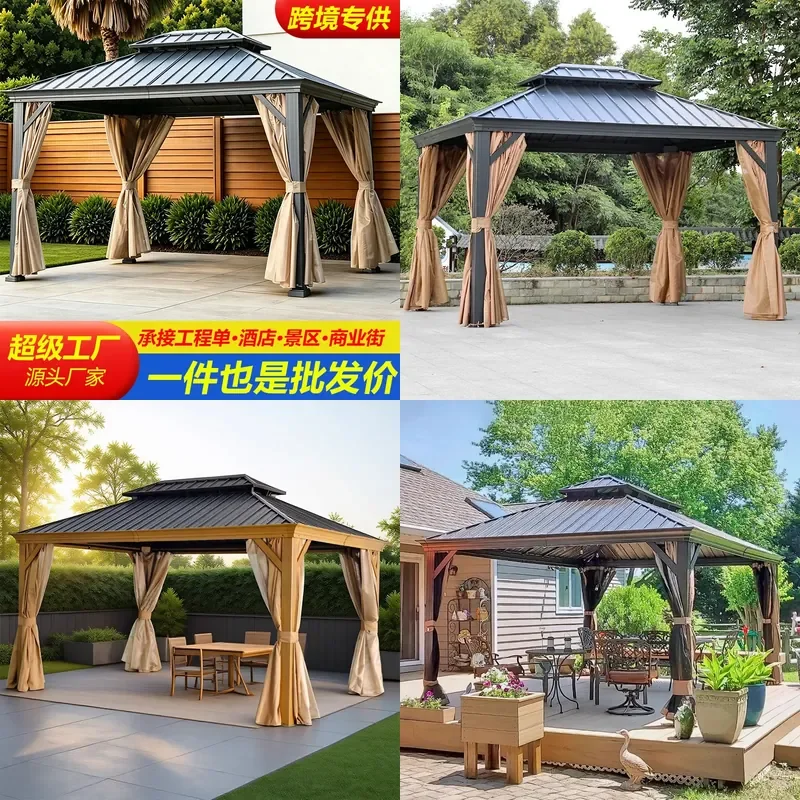 For Outdoor Aluminum Pavilion Villa Courtyard Garden Awning Terrace Roof Leisure Garden Shelter Durable Weatherproof Easy