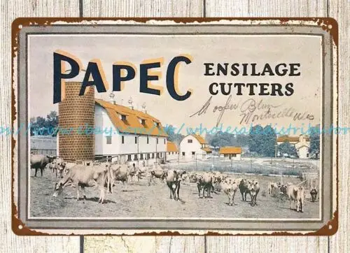 garage store 1921 Papec ENSILAGE Cutters farm ranch COWS metal tin sign