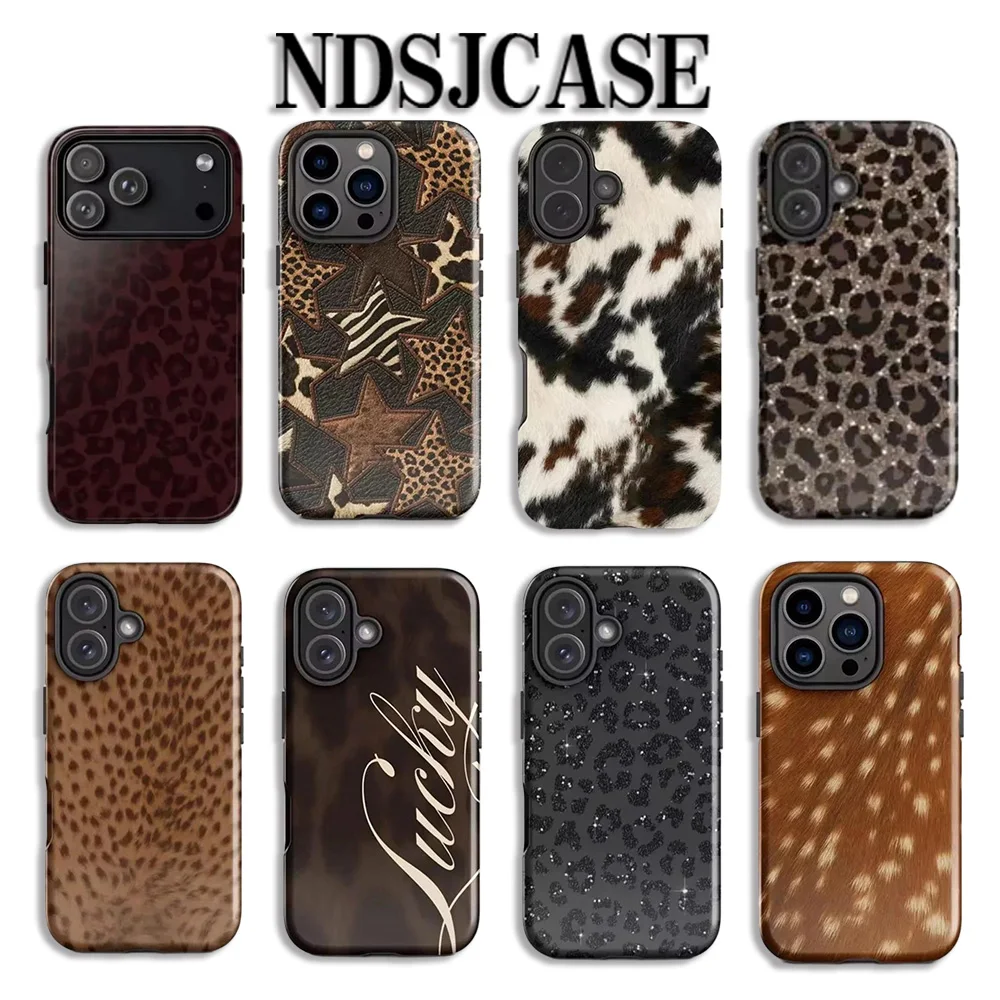 Luxuriöse Clmj Leopard Lucky Letter Ravyn Handyhülle für iPhone 17 16 15 14 13 12 11 X XS Air Pro Max Plus Doppelschichtige Rückabdeckung