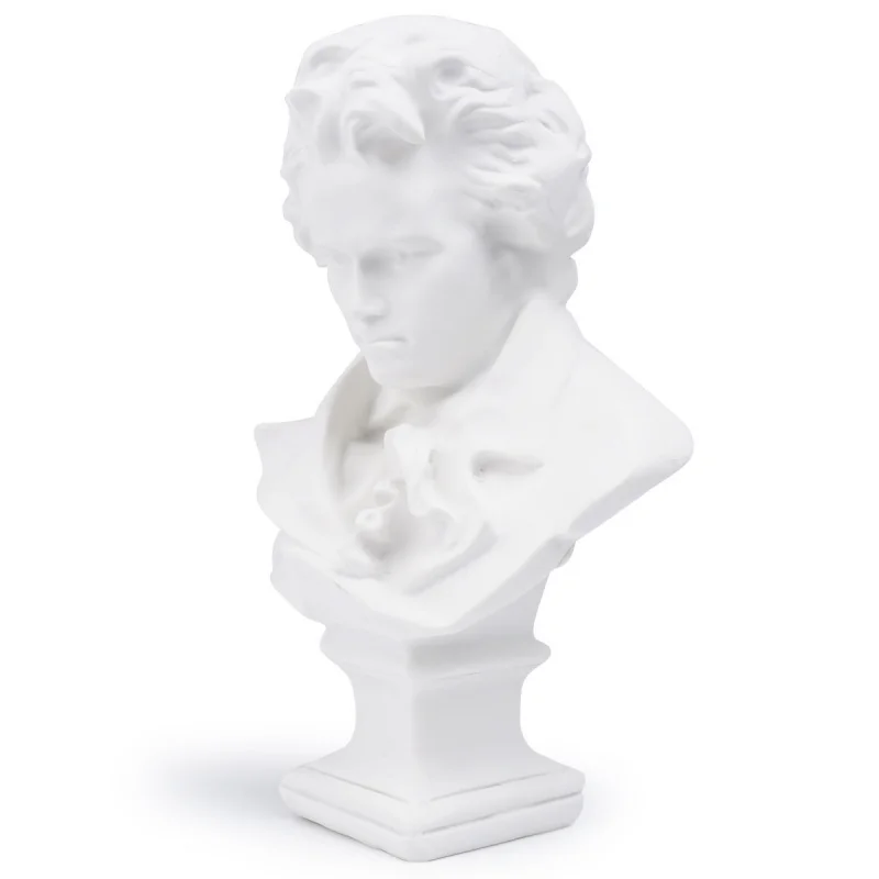 Estatua de yeso para práctica de bocetos de arte de resina, adorno para decoración del hogar, retrato de Beethoven