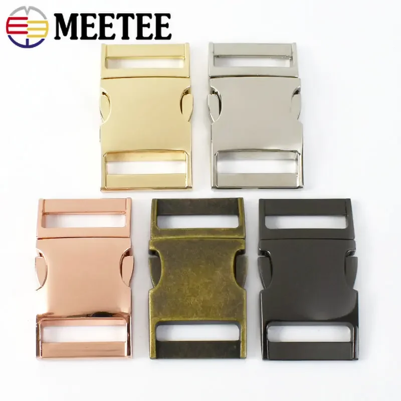 2Pcs Meetee 10/15/20/25mm Metal Quick Release Buckle Webbing Strap Backpack Bag Belt Side Clip Clasp DIY Hardware Accessories