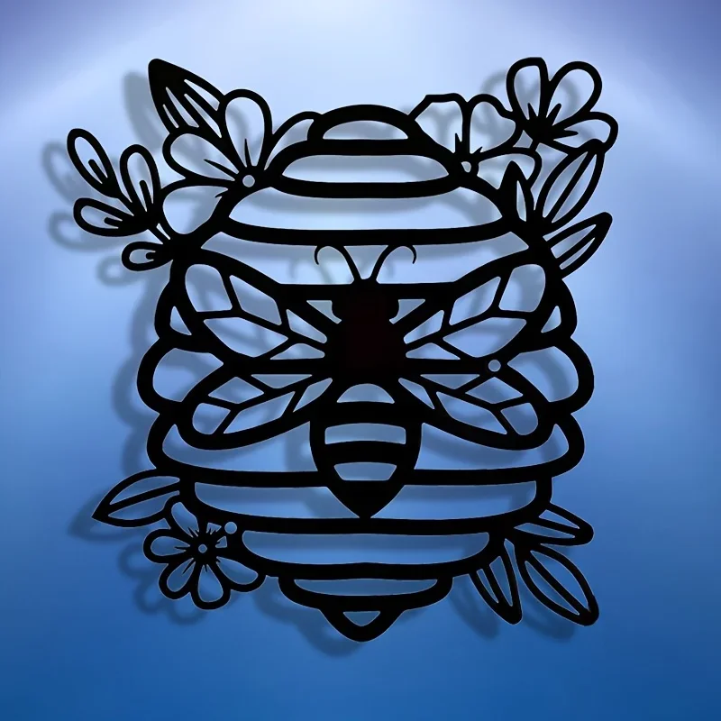 Brand Minimalist Hollow Bee Iron Wall Art Waterproof Durable Metal Decor For Home Living Room Bedroom Patio 12x16 Inch