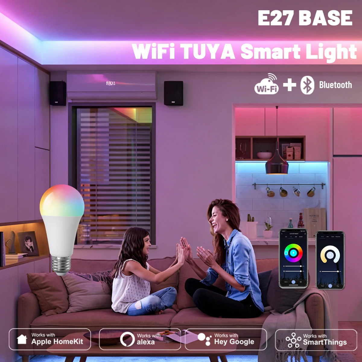 

Dimmable E27 LED Bulb TUYA WiFi Smart RGBCW 10W Colorful 85-265V Light APP Adjust Support Alexa Google Home Alice Voice Control