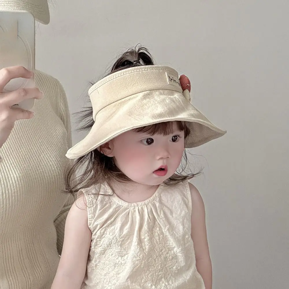 

Fashion Breathable Empty Top Kids Sunhat Wide Brim Hollow Baby Sunscreen Cap Cotton Anti-UV Duck Tongue Hat Boy