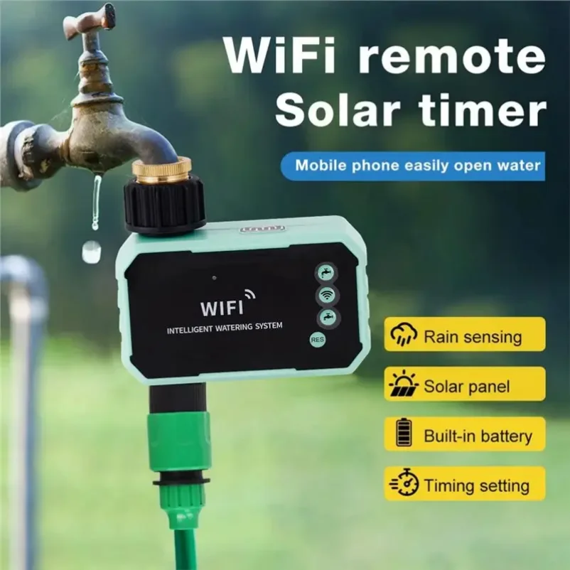 

Smart Automatic For Garden Tap Valve Controller WIFI Solar Irrigation Timing System 3/4" Thread