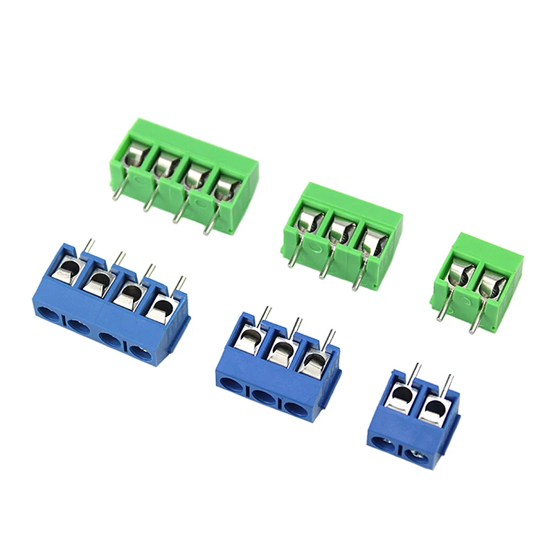 20pcs KF301-2P/KF301-3P/KF301-4P KF301-5.0-2P KF301-5.0-3P KF301-5.0-4P KF301 5.08mm Plug-in Screw Connector Blue/Green