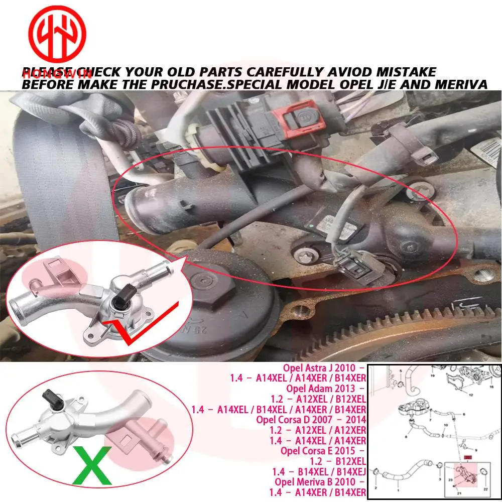 New Aluminum Thermostat Housing Water Outlet 25192985 With Pipe For Opel Astra J Adam Corsa D Meriva B A14XEL 1338022 / 55562048
