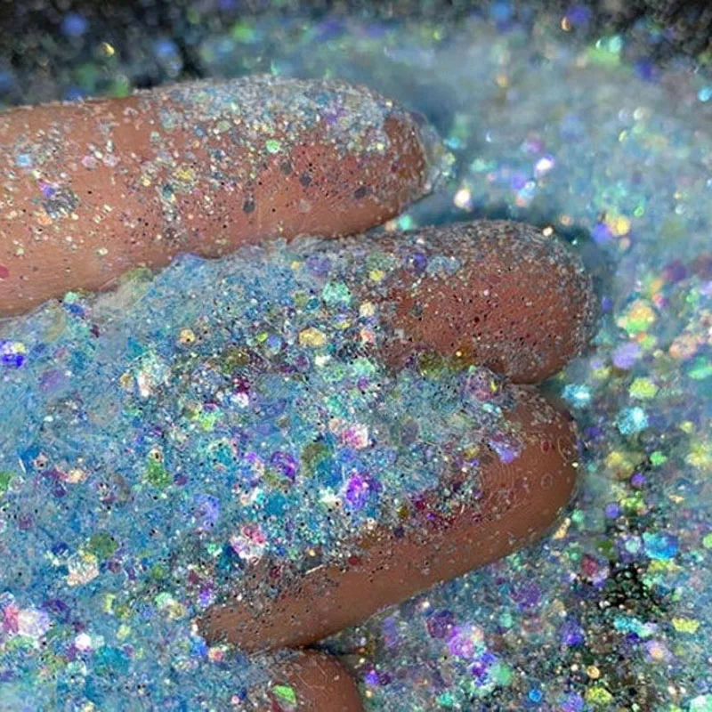 50g Opal Chunky Nagel Glitter 6 Farben hexagon Form Schillernden Glitter 0.2/1mm Chunky Glitter Mix, farbe Verschiebung Glitter für Nagel