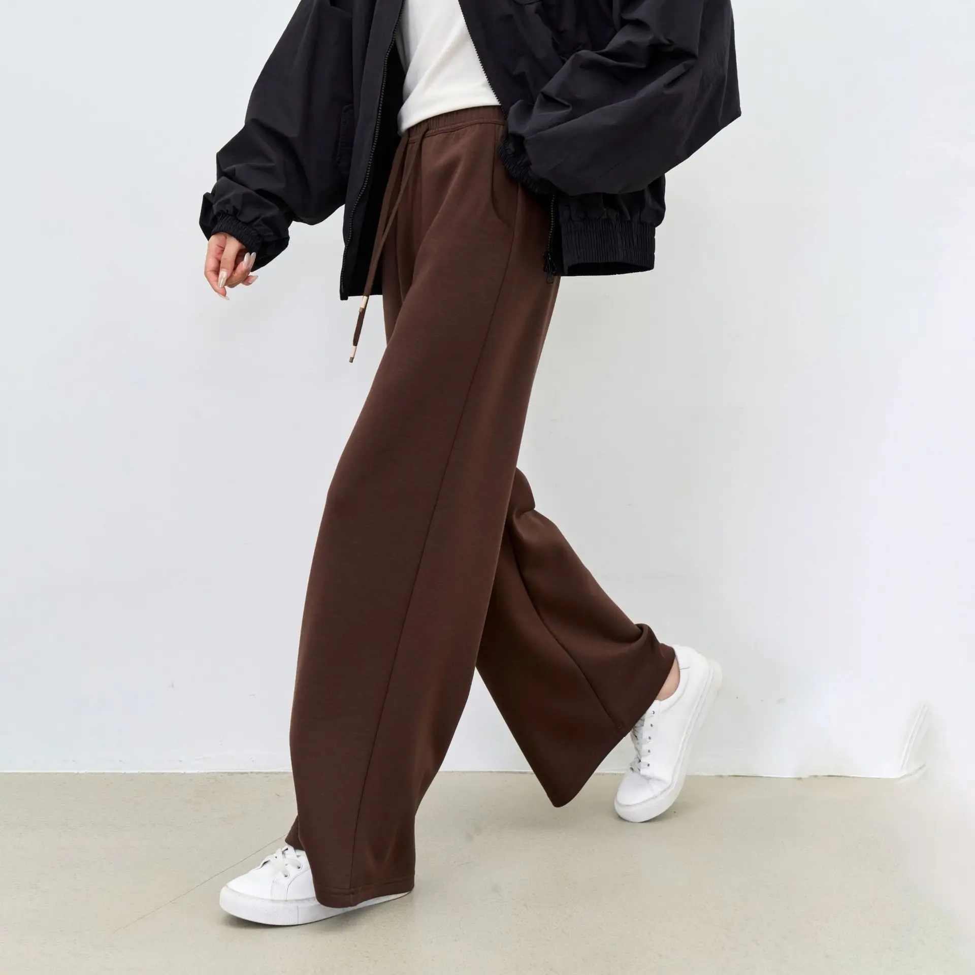 Oversize High Waist Tencel Wool Wide Leg Pants Floor Length Casual Loose Fit Elegant Korean Style Women's Autumn Fashion