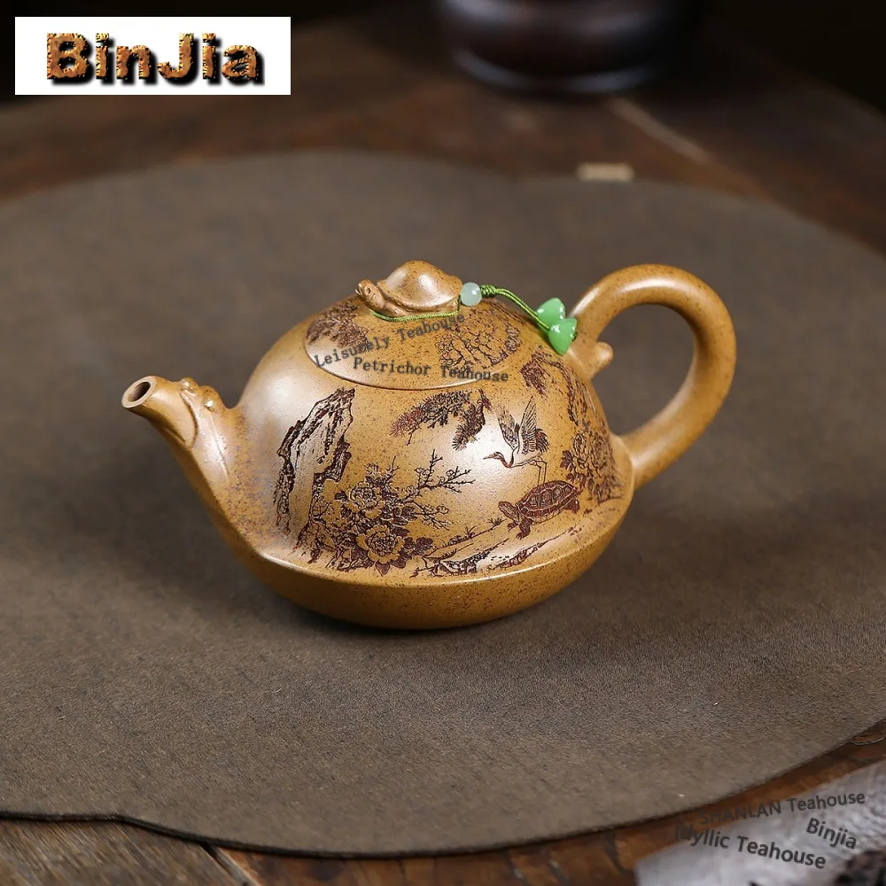 

430ml Creative Yixing Purple Clay Teapots Handmade Dezhong Pot Raw Ore Section Mud Kettle Chinese Zisha Tea Set Tea Items Gift