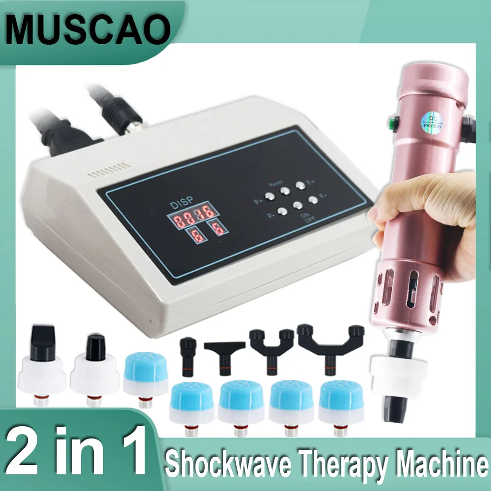 2 IN 1 Shockwave Therapy Machine ED Treatment Deep Massage Body Treating Sports Injuries Pain Relief Shock Wave Instrument