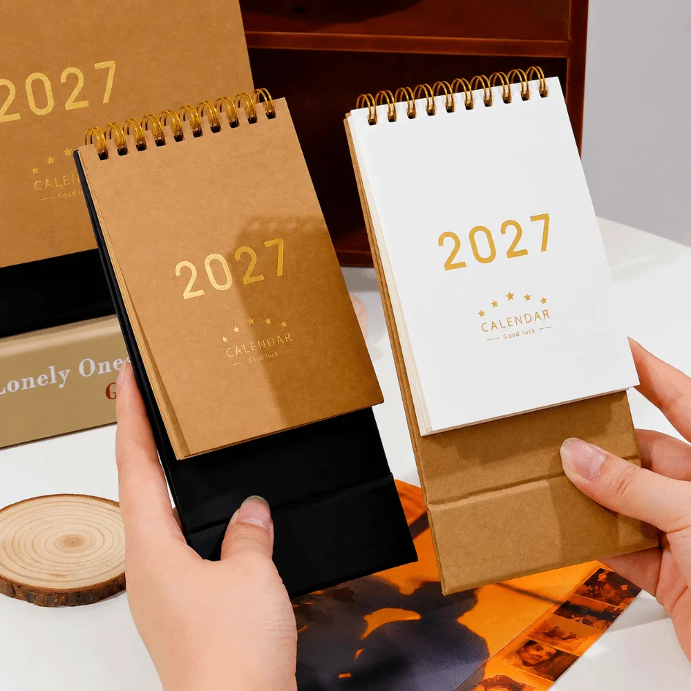 Creative Multi-function 2027 Desk Calendar Standing Monthly Layout Coil Calendar Desktop Paper Calendar Home Office
