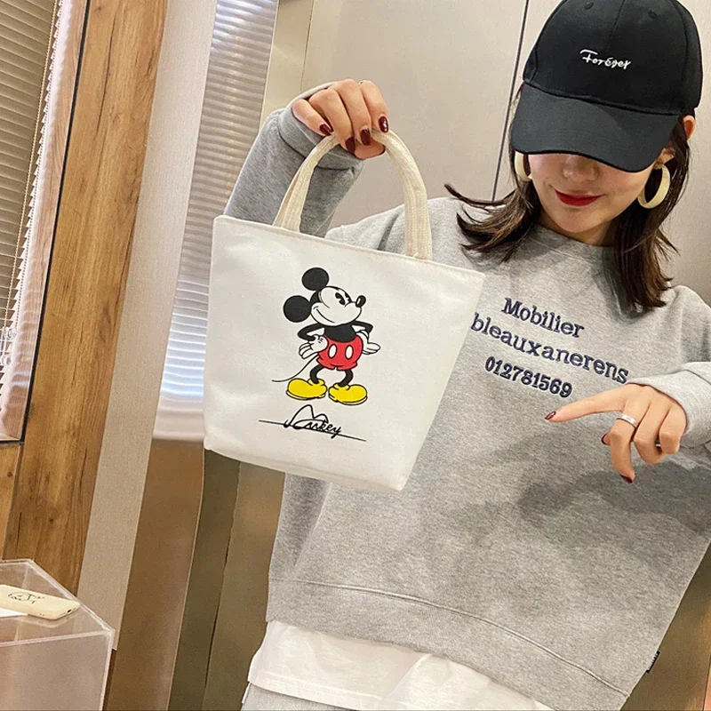 Disney Mickey Mouse Handlebags for Women Canvas Bags Leisure Armpit Bag Shopping Shoulder Bags Bento Handbag Female Tote Purse