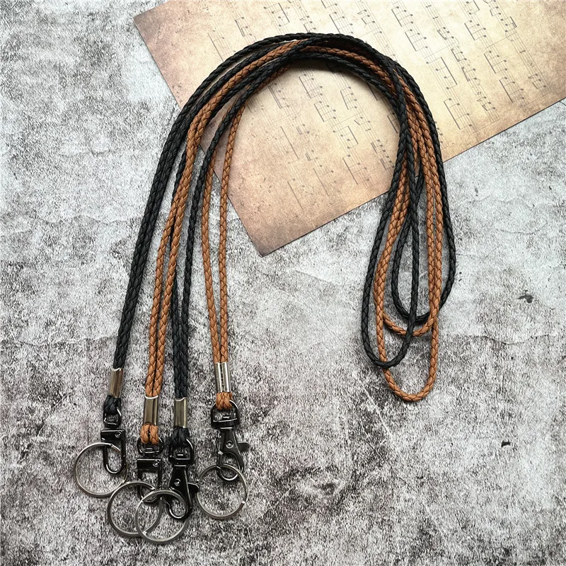 New style Braided Straps For Keys Lanyard Mobile Keychains Neck Straps High quality Leather Rope Mobile Phone Chain Lanyards