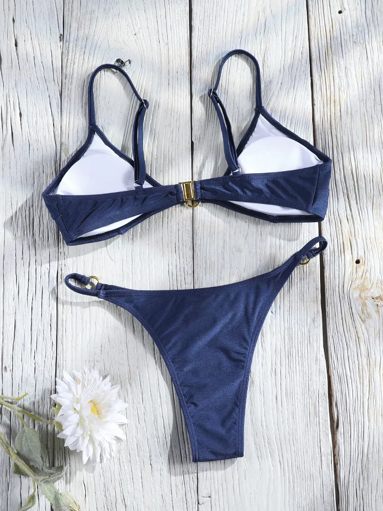 Traje de baño de dos piezas Miyouj Push Up, bikinis lisos 2026, traje de baño sexy de corte triangular, trajes de baño de tiro bajo, traje de baño de corte alto