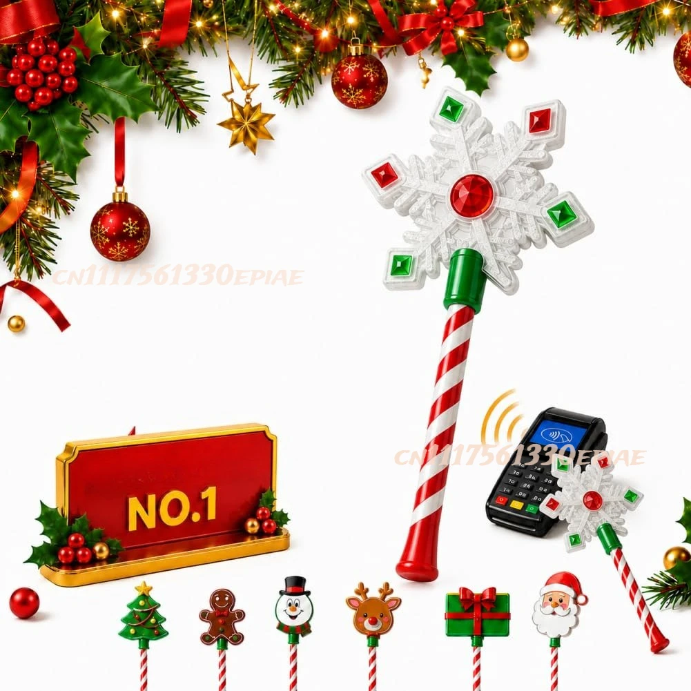 Christmas Credit Card Wand Tap to Pay Magic Reader Payment Debit Holder,Candy Cane Handheld Accessory for Retail Stores