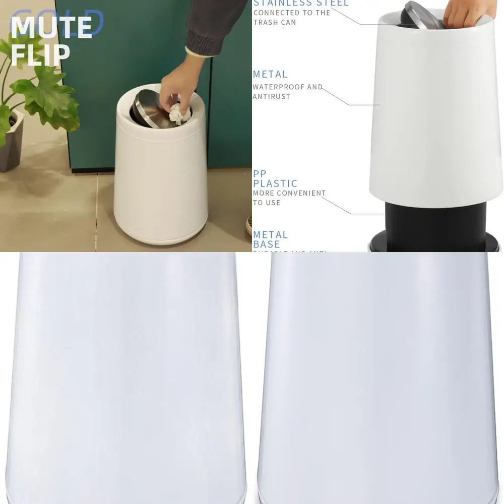 

Stainless Steel Bathroom Trash Can, 10L/3Gal, Flip Lid, Suitable for Home & Office, Modern Design