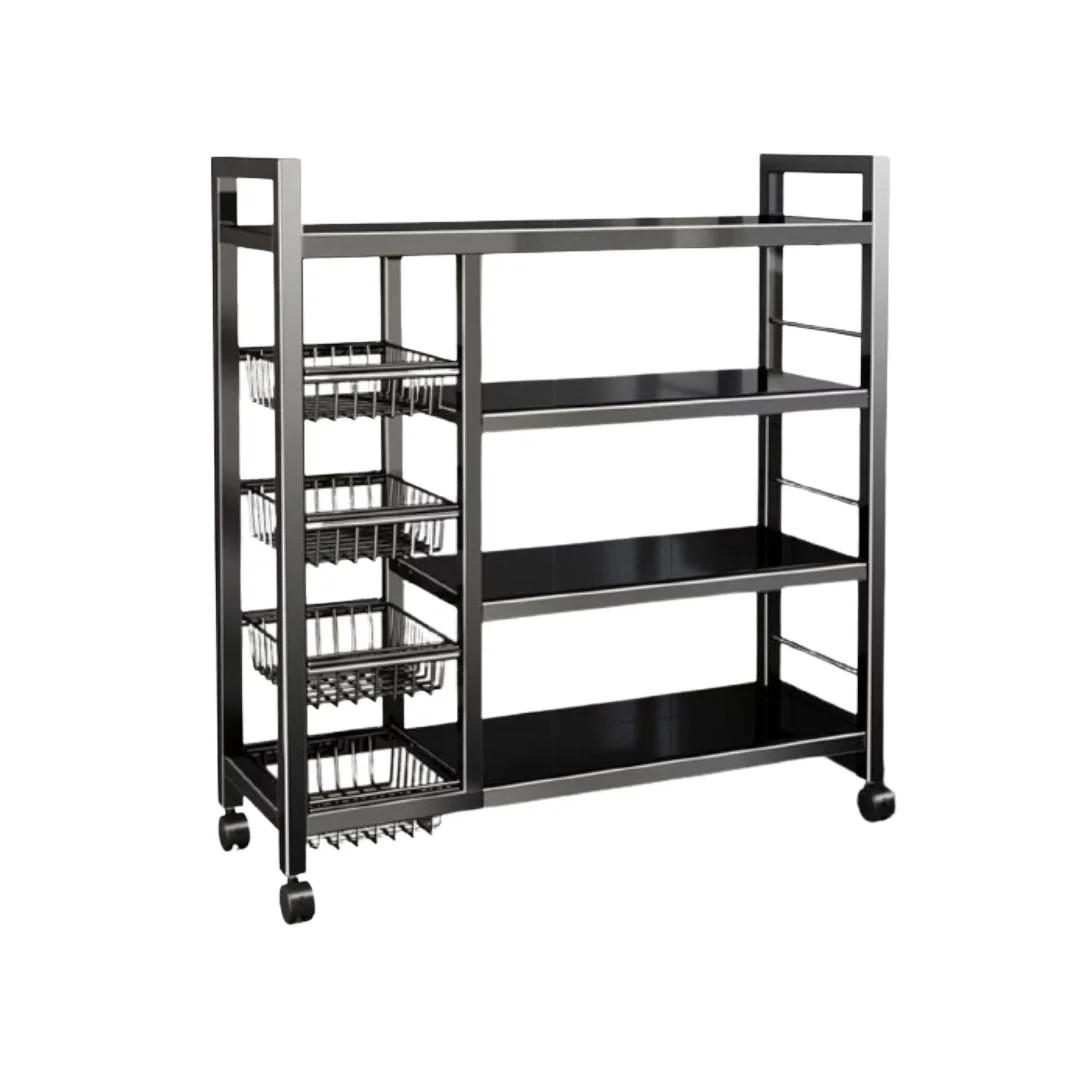 

4-Tier Moveable Steel Shelving with Wheels Multi-Function Household Metal Kitchen Islands & Carts for Toys Storage Organizationp