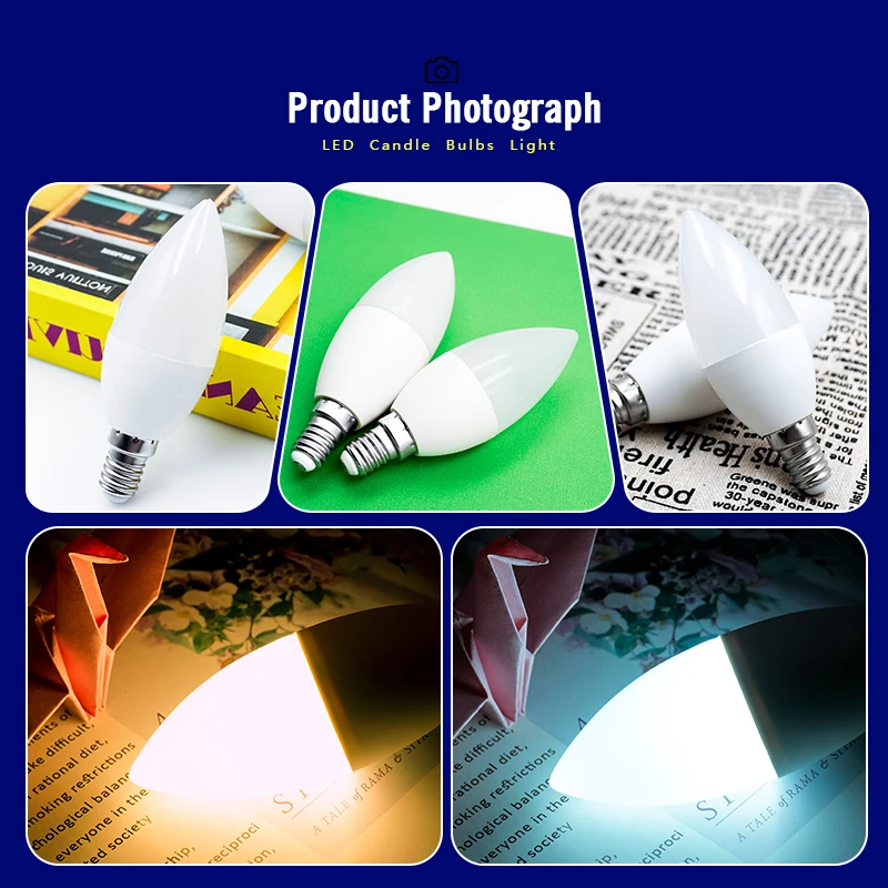 1-10 قطعة مصباح ليد لمبة E14 LED مصباح داخلي دافئ الباردة الأبيض ضوء 5 واط 7 واط 110 فولت-220 فولت LED شمعة لمبة ديكور المنزل الثريا #4