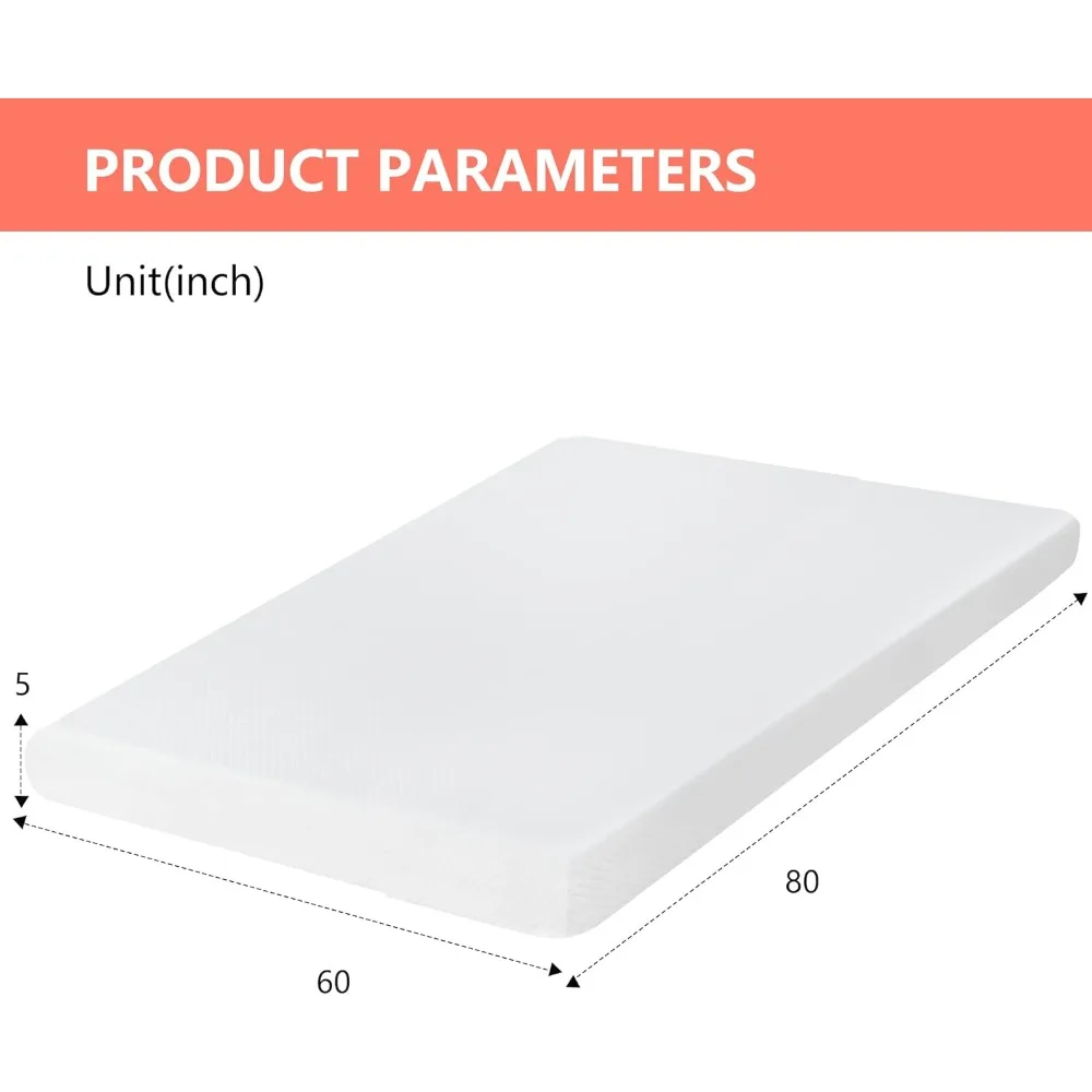 5 Inch Gel Memory Foam Mattress Medium-Firm Mattress for Pressure Relief & Cooler Sleep Mattress for Kid Adults CertiPUR-US