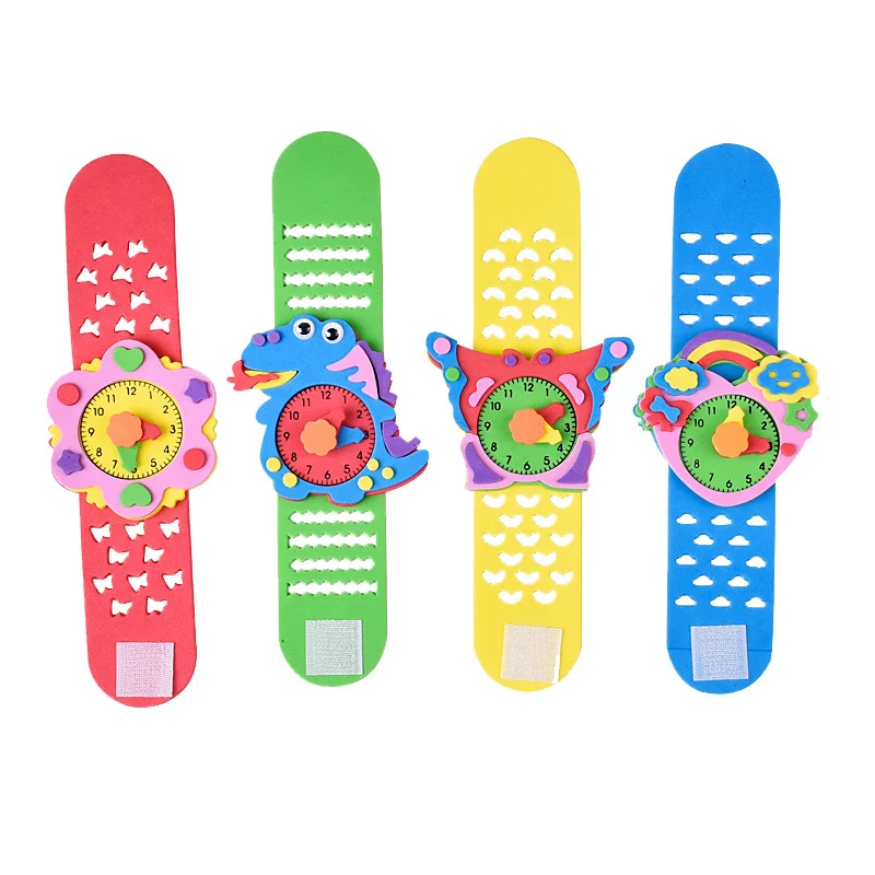 3PCS bambini creativi fai da te orologio Crafting materiale Kit giocattoli creativo piccolo animale Crafting orologio giocattoli tempo cognitivo per bambini