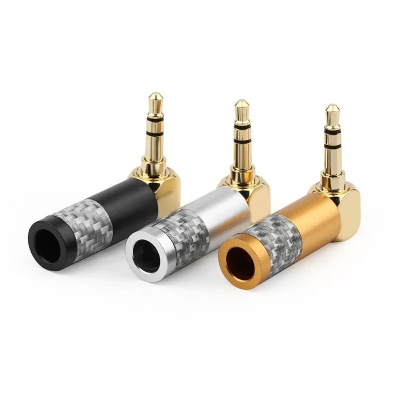 3.5mm Stereo 90 Degree 3/4 Poles Balanced Headphone Plug Connector Gold Plated  3.5 Speaker Terminal Earphones Audio Adapter