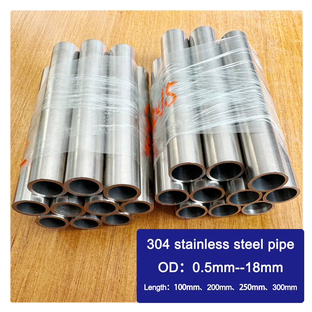 304 Seamless Stainless Steel Capillary Tube OD 0.5-20mm ID 0.1-11mm length 100mm 200mm 250mm 300mm 10pcs~1pcs