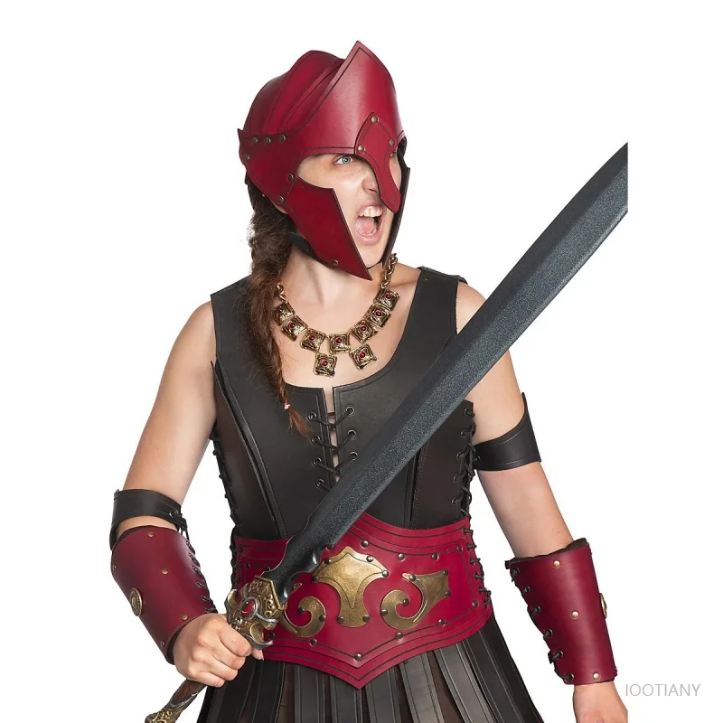 Vintage Knight Warrior Leather Helmet Headguard Adult Medieval Renaissance Role Play Halloween Party Leather Costume Accessories