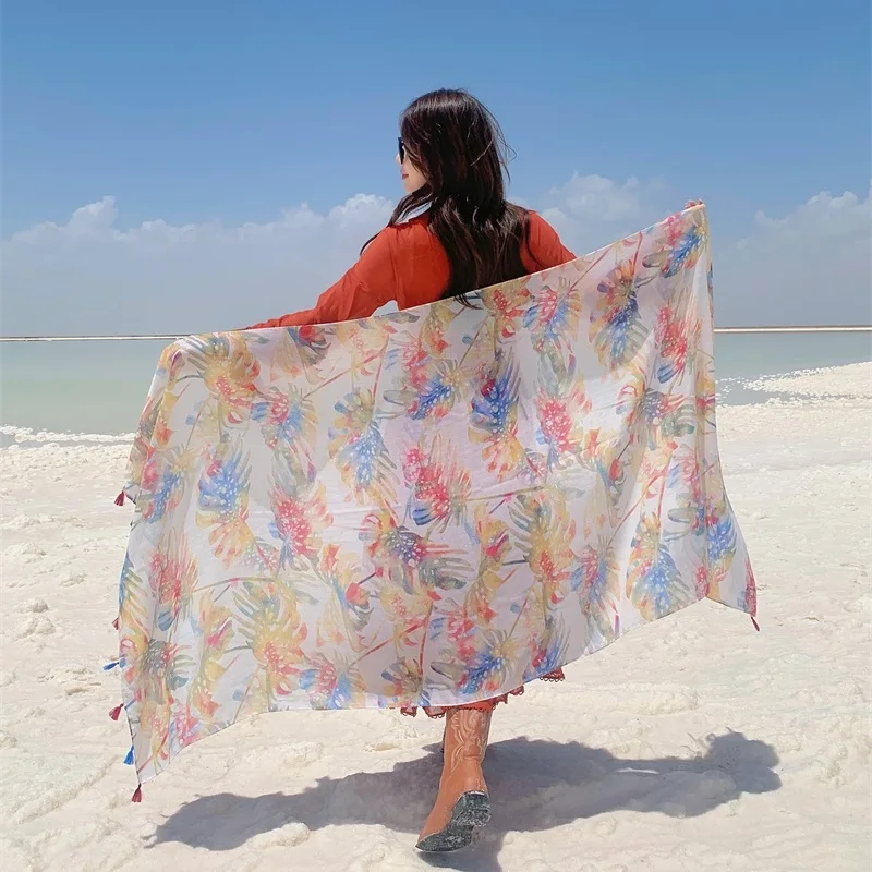 90x180cm Thinness Travel Beach Sunscreen Scarve Bikini Large Shawl Sarong Wrap Scarf Women Brazilian Swimsuit Bathing Cover-ups