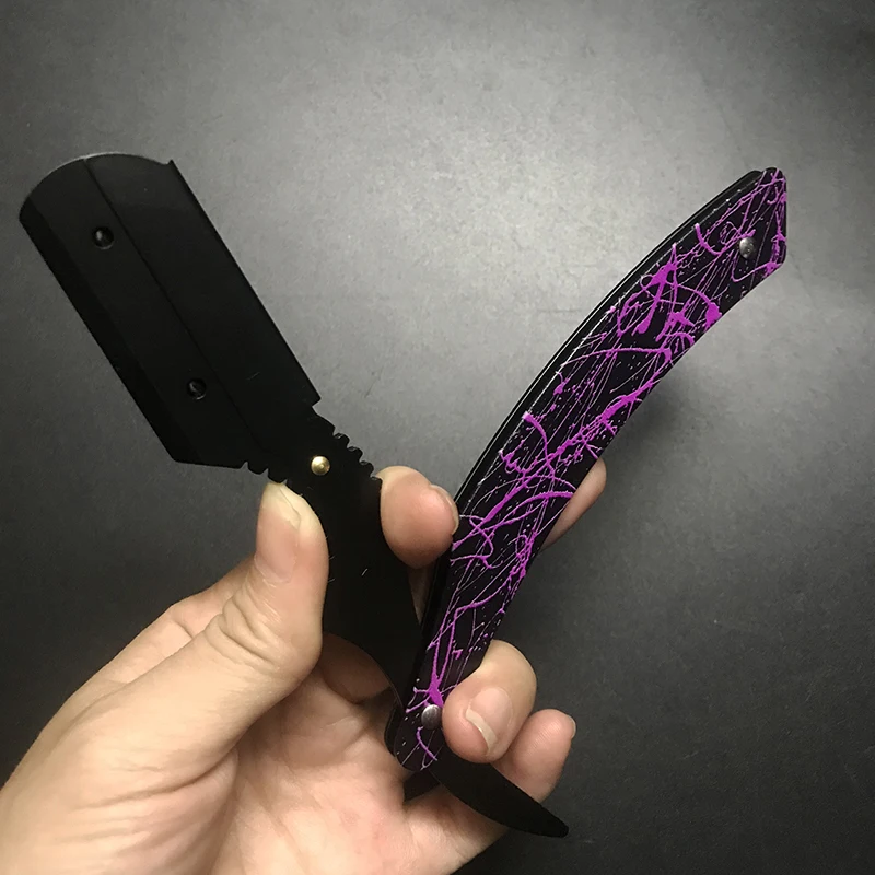 أدوات الحلاقة الرجالية ماكينة حلاقة الشعر العتيقة حافة مستقيمة قابلة للطي سكين الحلاقة للجنسين إزالة الشعر المعدني موضة الحلاقة