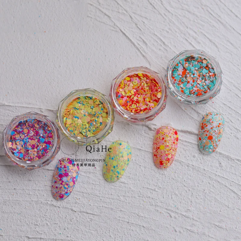 1Pc Summer Nail Art Glitter Flakes Mixed Hexagon Neon Color Glitter Sequins Paillette For Gel Polish Manicure Nail Supplies