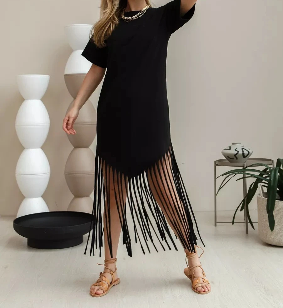 Blumen-Maxikleid für Damen, Übergröße, lockeres T-Shirt, langer Rock