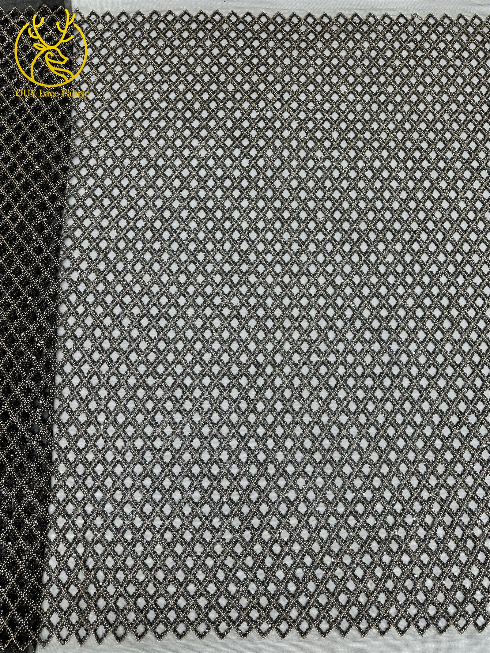 Roter afrikanischer Spitzenstoff, französischer Mesh-Spitzenstoff mit Pailletten und Perlen für Party- und Abendkleider, zum Nähen von afrikanischen Spitzenstoffen für Damen – Detail 8