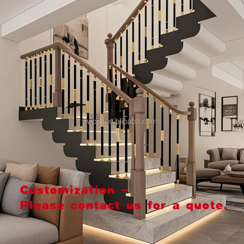 custom.Customized Modern Solid Wood Stacked Stairs with Light Tubes Wooden Steps Glass Staircase Villas