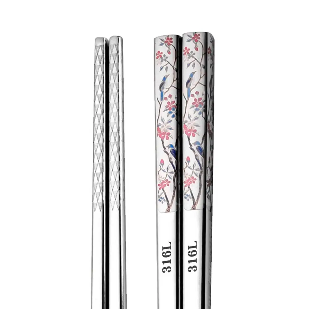 

316L Stainless Steel Reusable Sushi Chinese Style Dining Bar Healthy Tableware Kitchen Tools Kitchenware Chopsticks