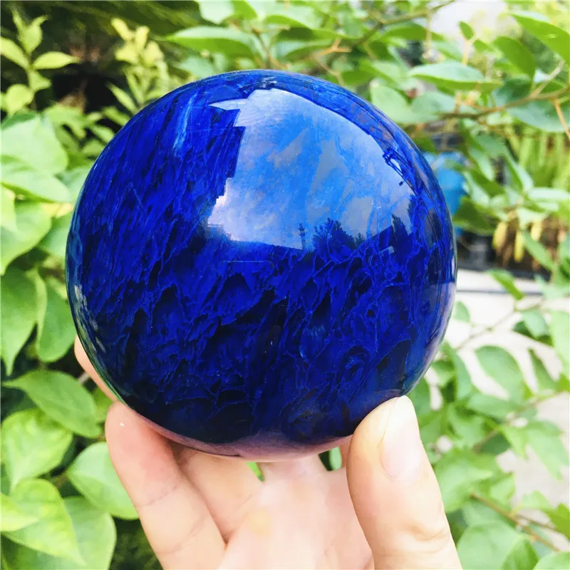 5-10cm Natürlicher Seltener Blauer Schmelzstein Quarzkristallkugel Heimdekoration Naturstein Schnitt- und Polierarbeit Holzständer – Detail 4