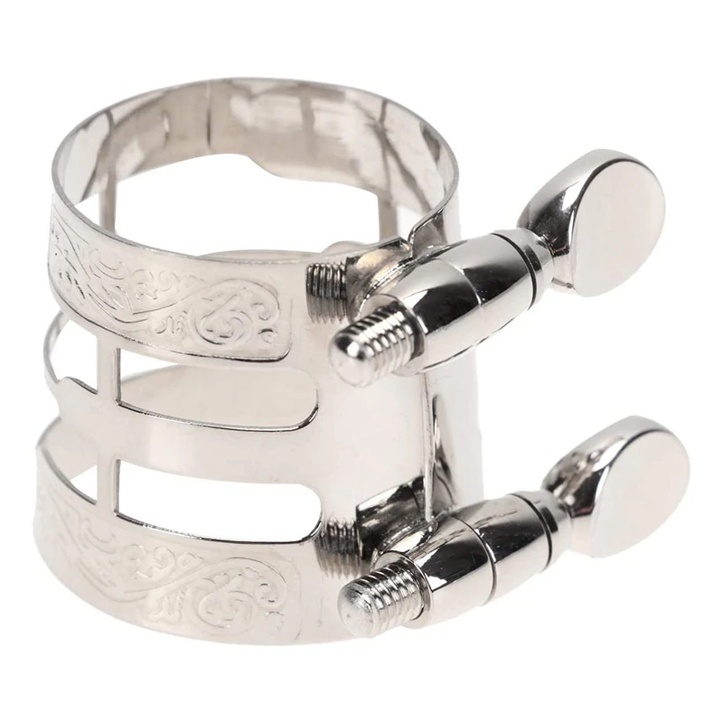 Nickel Plated Metal E Alto Sax Rubber Bakelite Mouthpiece Ligature With Carved For Alto Saxophone And Clarinet Accessory