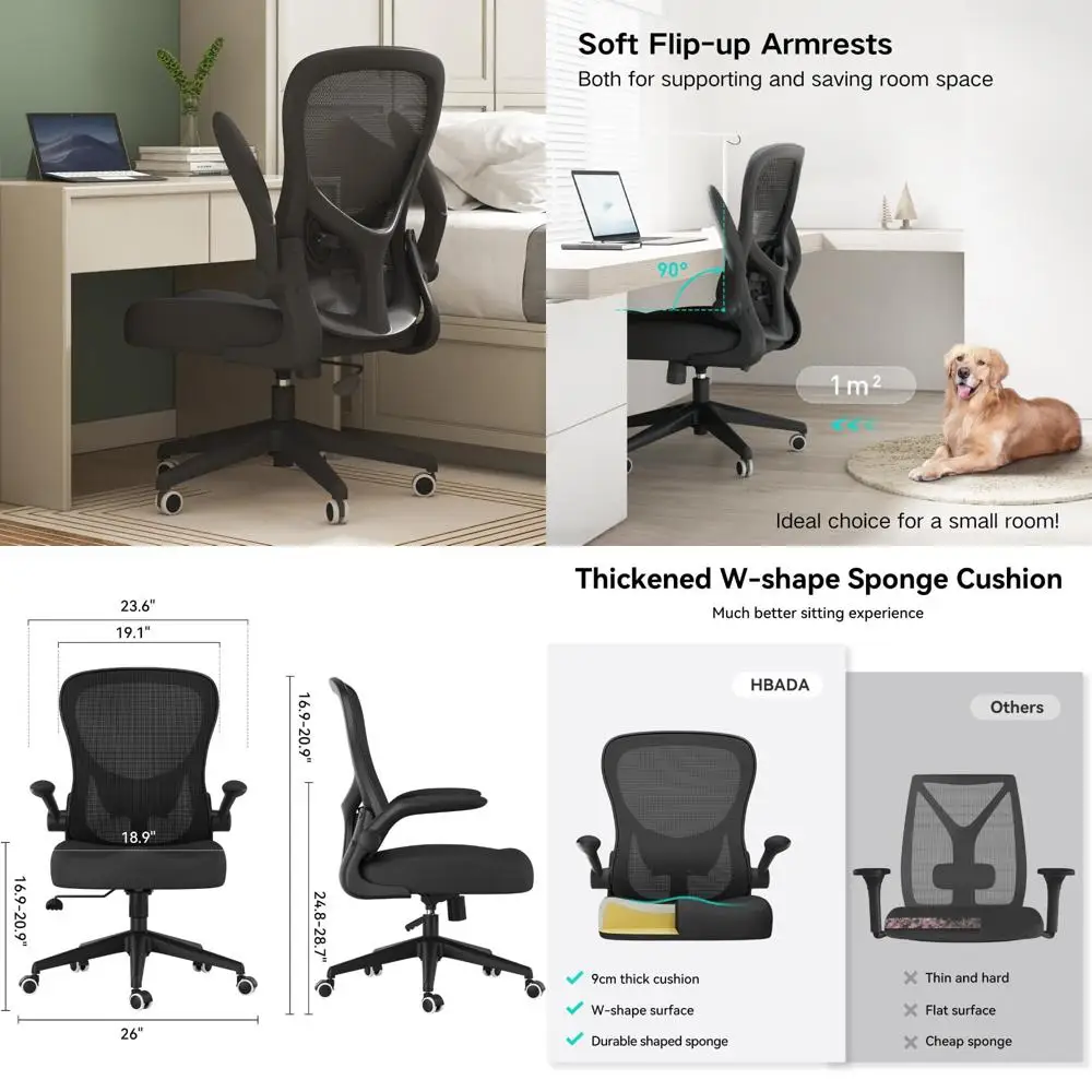 

Ergonomic PU Wheel Office Chair: Breathable Mesh Desk Chair with Adjustable Lumbar Support