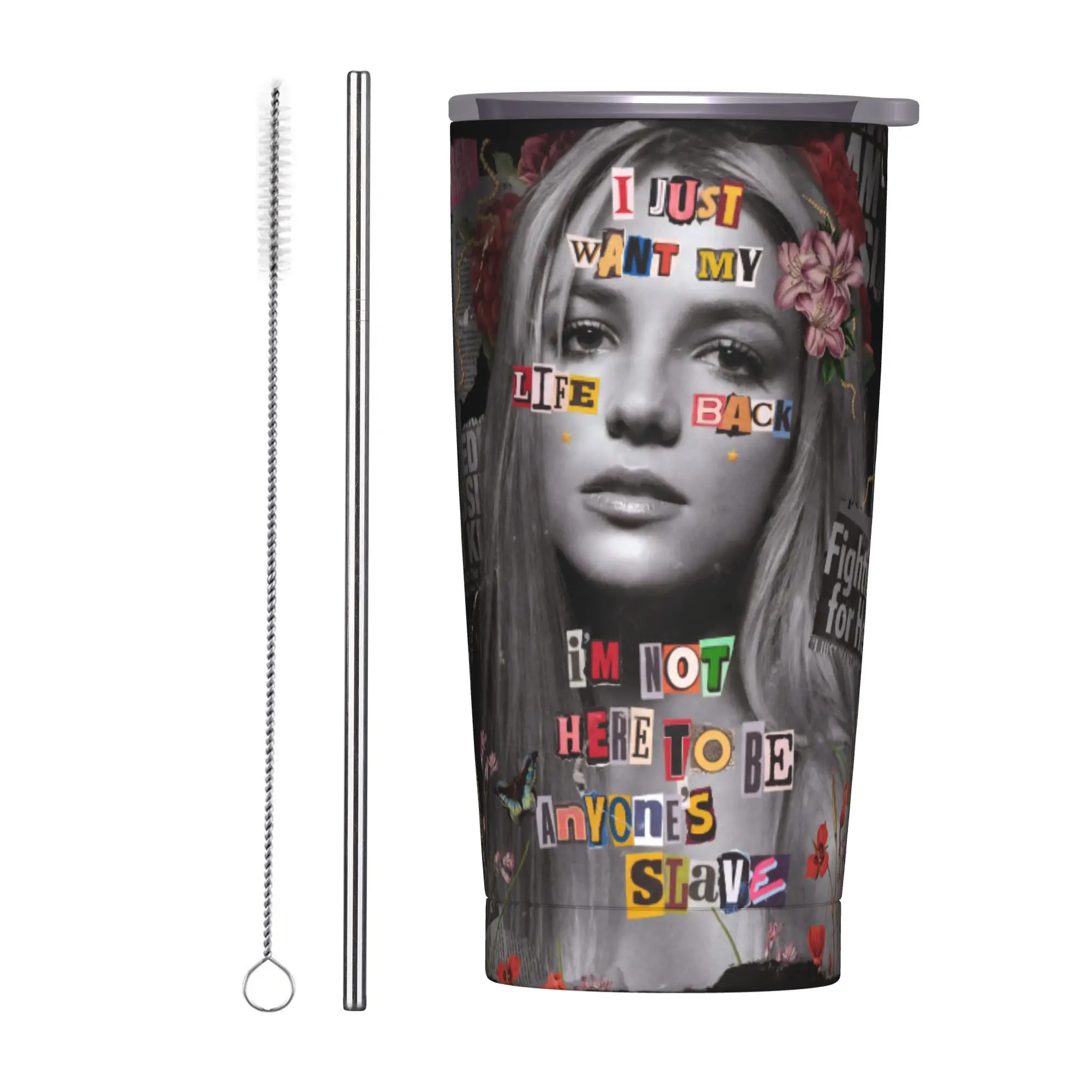 Singer Britney Spears Tumbler Vacuum Insulated  Thermal Cup Vacuum Flask Office Home Mugs Spill Proof 20oz