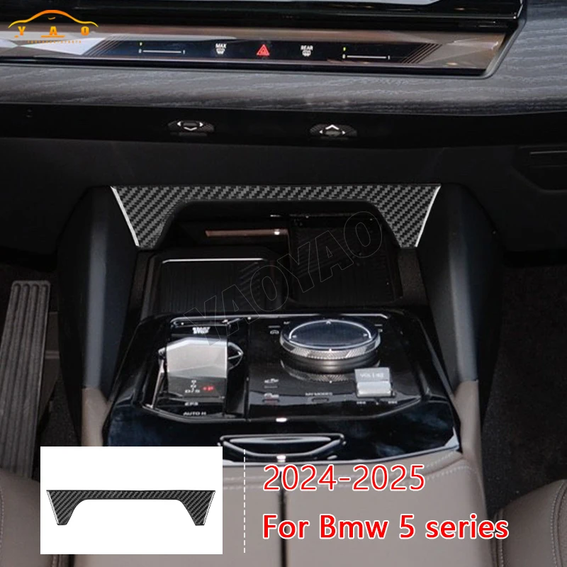 

Carbon Fiber Water Cup Holder Panel Front Trim Cover Sticker For BMW 5 Series G60 G68 2024-2025 Car Accessories