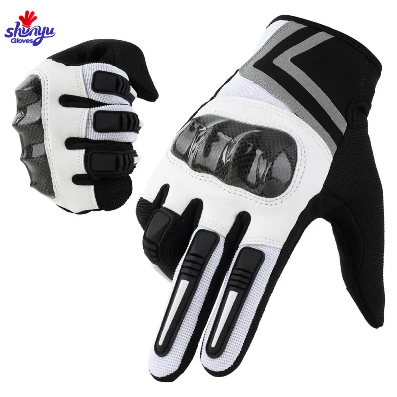 Suede & Knitted Fabric with Touch Screen Anti-Static Impact Reducing & Cold Resistant Motorbike Riding Gloves for Men