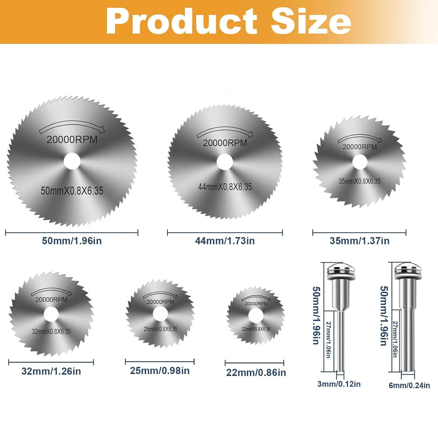 8Pcs/set Hss Cutting Discs,Mini Circular Saw Blades, High Speed Steel Cut-off Rotary Tool Cutting Disc for Dremel Accessorises