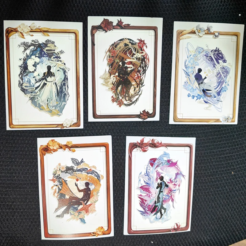 5Pcs/Set Chinese style Love and Deepspace Laser Card Xavier Zayne Rafayel ralayo Sylus Caleb  Cosplay Rounded Corners LOMO Card