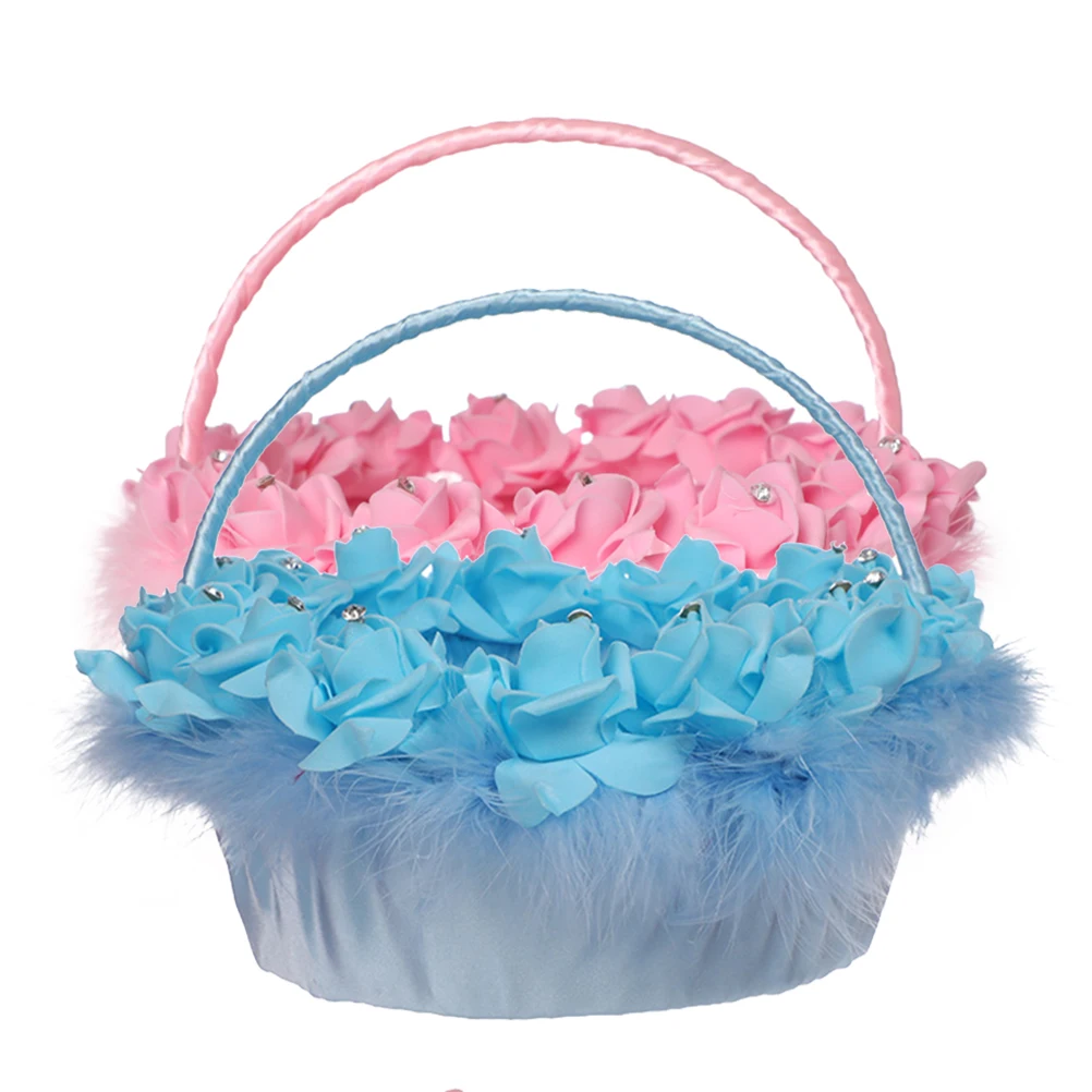 

1pc Petal Flower Basket Woven Hydrangeas Wedding Decoration Baskets Bridal Ceremony Banquet Party Graduation Event Candies