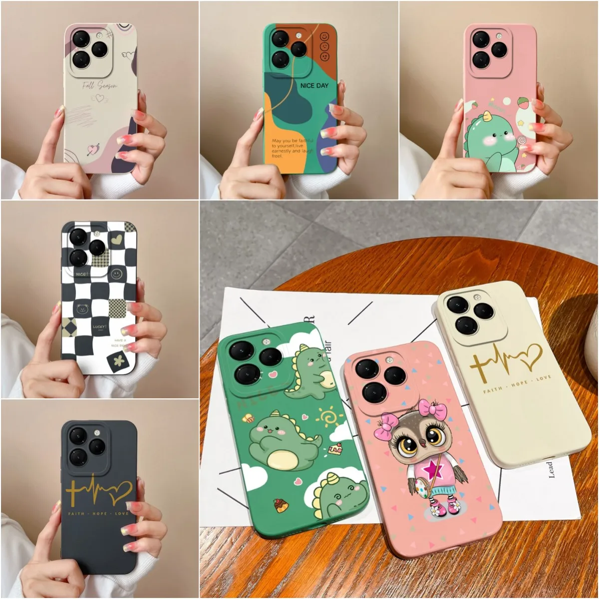 For Infinix Hot 40i 40 Pro Phone Cases Cover Cute Cartoon Pattern Matte Soft Silicone TPU Protective For Infinix Hot 40Pro Funda