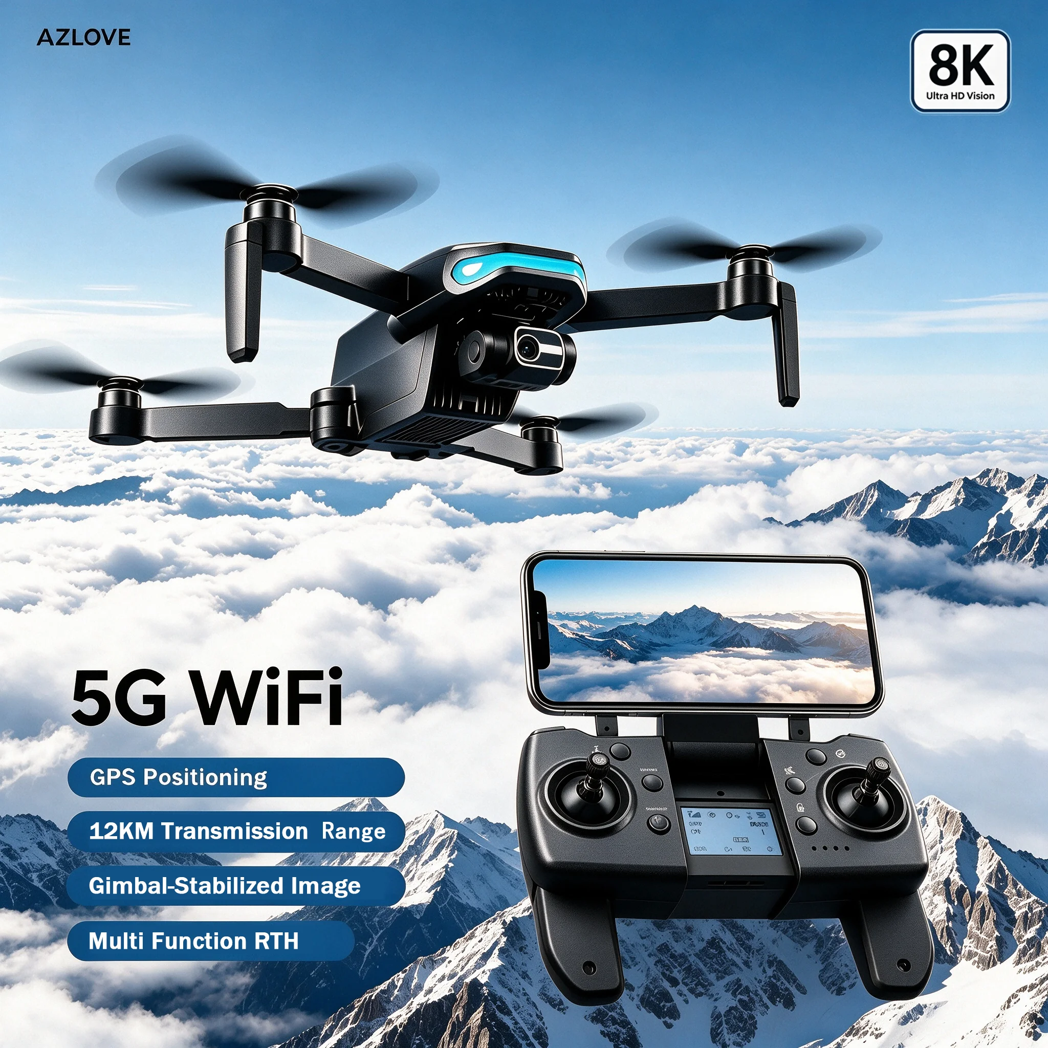 S135 Drone with GPS Multi-Function Return-to-Home, 8K HD Transmission, 3-Axis Gimbal & Brushless Motors – Ideal for Beginners