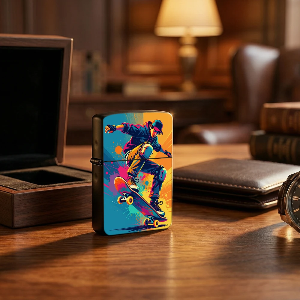 Vintage Flip Top Lighter lighters vintage Skateboard Boy Street Graffiti Pop Art Print lighters for smokers For Daily Carry